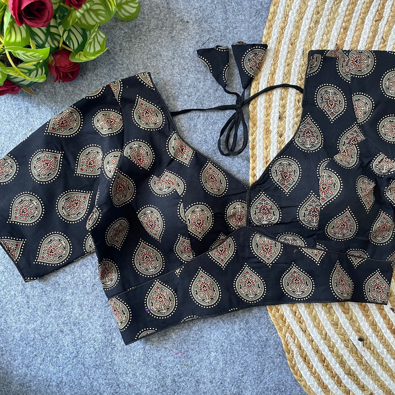 Ajrakh Sabyasachi Inspired Saree Blouse